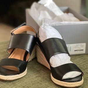 Vionic Tulum Brooke black leather espadrille 7.5  NIB